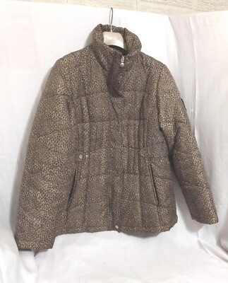 Centigrade Outerwear Ladies Quilted Brown/Beige Animal Print Jacket Size M USED