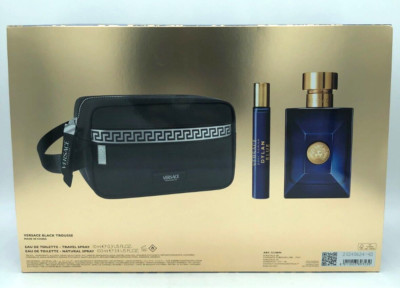 Versace Dylan Blue Pour Homme 3pcs Set EDT (Trousse + 3.4oz + 0.3oz)