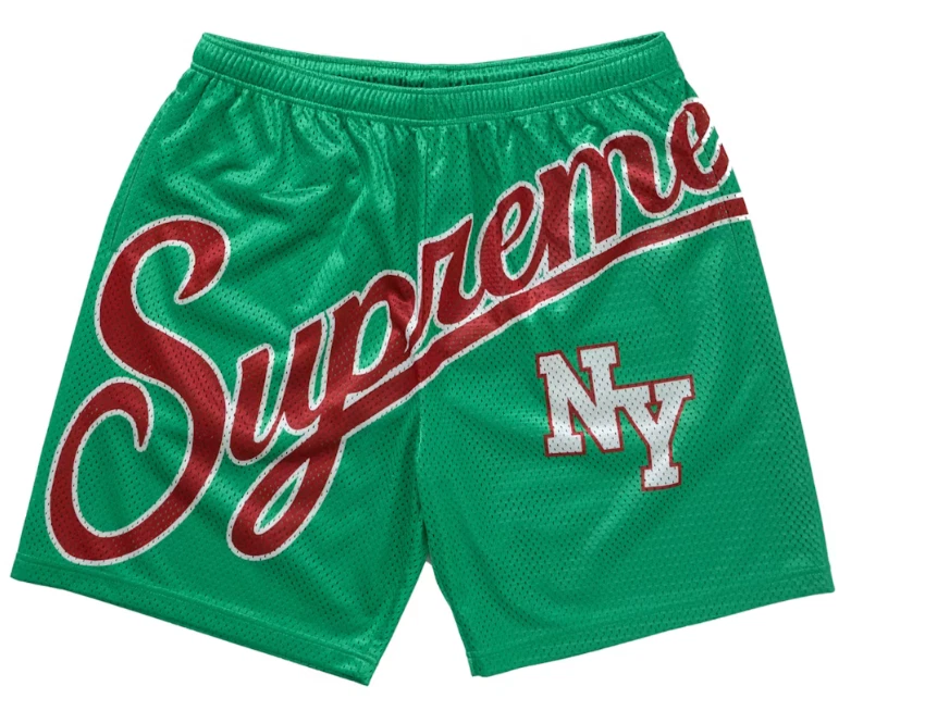 Short de gym en maille de grand script Supreme SS24 vert poly œillets taille homme grande