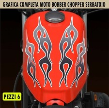 Kit 6 adesivi moto serbatoio FIAMME GRIGIO  parafango bobber chopper harley 2453