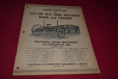 Cockshutt Co-Op E3 Side Delivery Rake & Tedder Parts Book Manual PBPA
