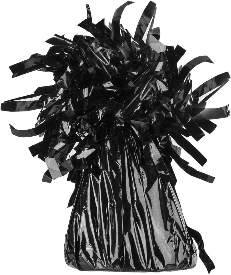 x12 Pack - Metallic BLACK tassel foil Balloon Weight Balloon Bouquet Wedding  - Image 2 of 4