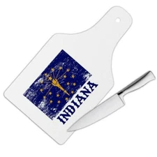 Gift Cutting Board : Indiana Flag Distressed Souvenir State USA Christmas