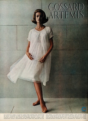 1960s Vintage Gossard Artemis Nightgown Lingerie Fashion Photo Print Ad