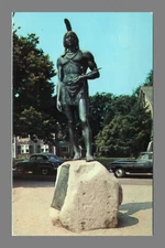 Postcard Chrome Massasoit Pilgrim Protector Statue Plymouth Massachusetts