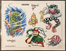Tattoo Studio Shop Flash Single Jester Joker Clown Seahorse Bomb 11  X 14" Print