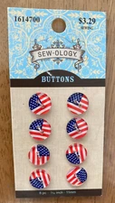 6pc Set of American Flag Sew On Buttons (13mm or 1/2") - New