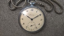 Vintage MOLNIJA 15 Jewels USSR Soviet Russian Mechanical Pocket Watch.