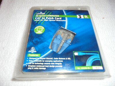 LEVITON HI-SPEED COMPUTER CAT 5E PATCH CORD 3'