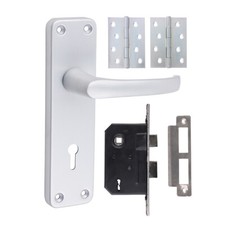 Timco Contractors 3L Lock Door Pack Internal External Satin Aluminium 154x40