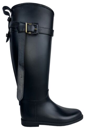 Burberry Belted Equestrian Black Rain Boots 8 US 3