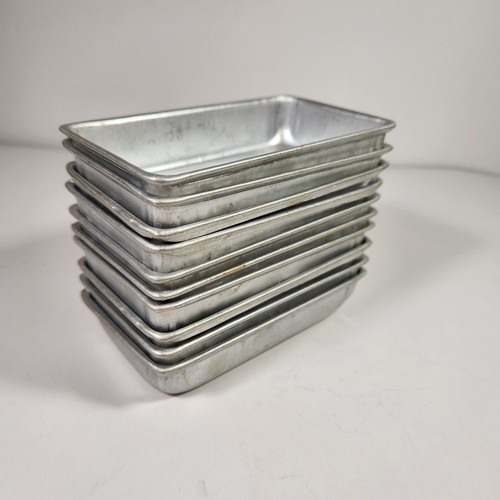 SET OF 10 Vintage Aluminum Individual Rectangular Mini Tart Pans 4.5" x 2.5" x 1