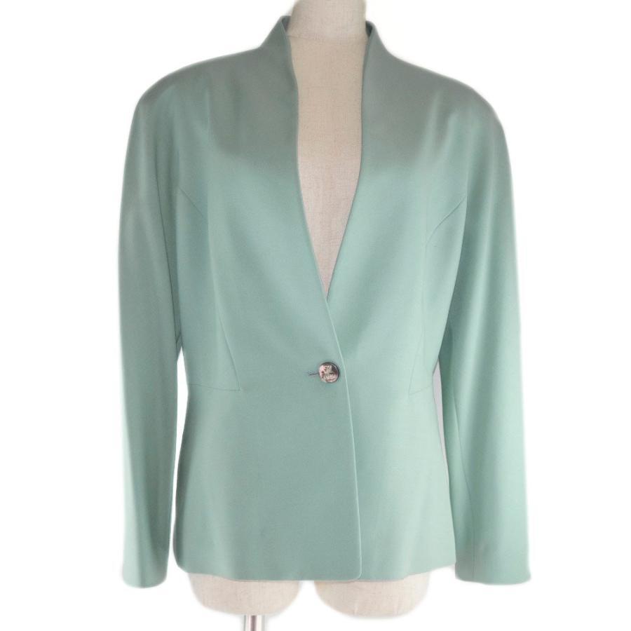 Salvatore Ferragamo Collarless Jacket Rayon Light Blue Ladies Size 