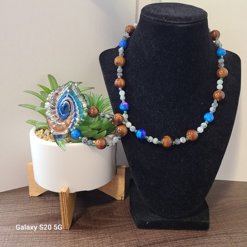 Handcrafted Glass Beaded Necklace Multi-Color NEW Statement Fashion Dressy Event - Picture 2 of 4