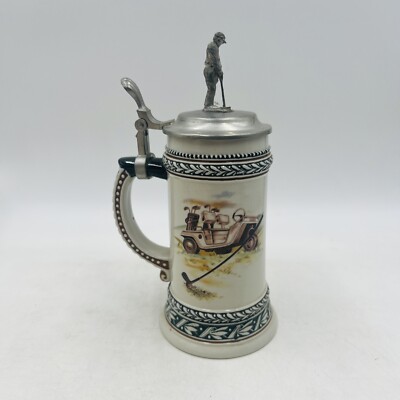 Domex Made In Germany 9  Beer Stein With Golfer On Top Of Pewter Lid 95% Zinn