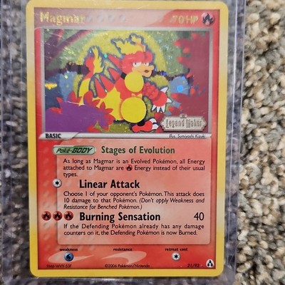 TCG Pokémon  Magmar 70 HP Legend Maker Reverse Holo Rare 21/92 LP+/NM- W/ Swirl
