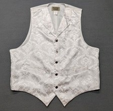 Frontier Classics Saloon Western Vest Jacquard Notch Lapel Rodeo Size XL White