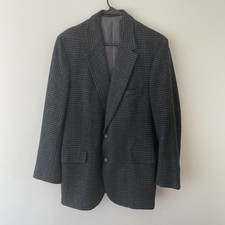 Vintage Men  s Blazer 42R Lambswool Gray Houndstooth Sport Coat Jacket Union Made