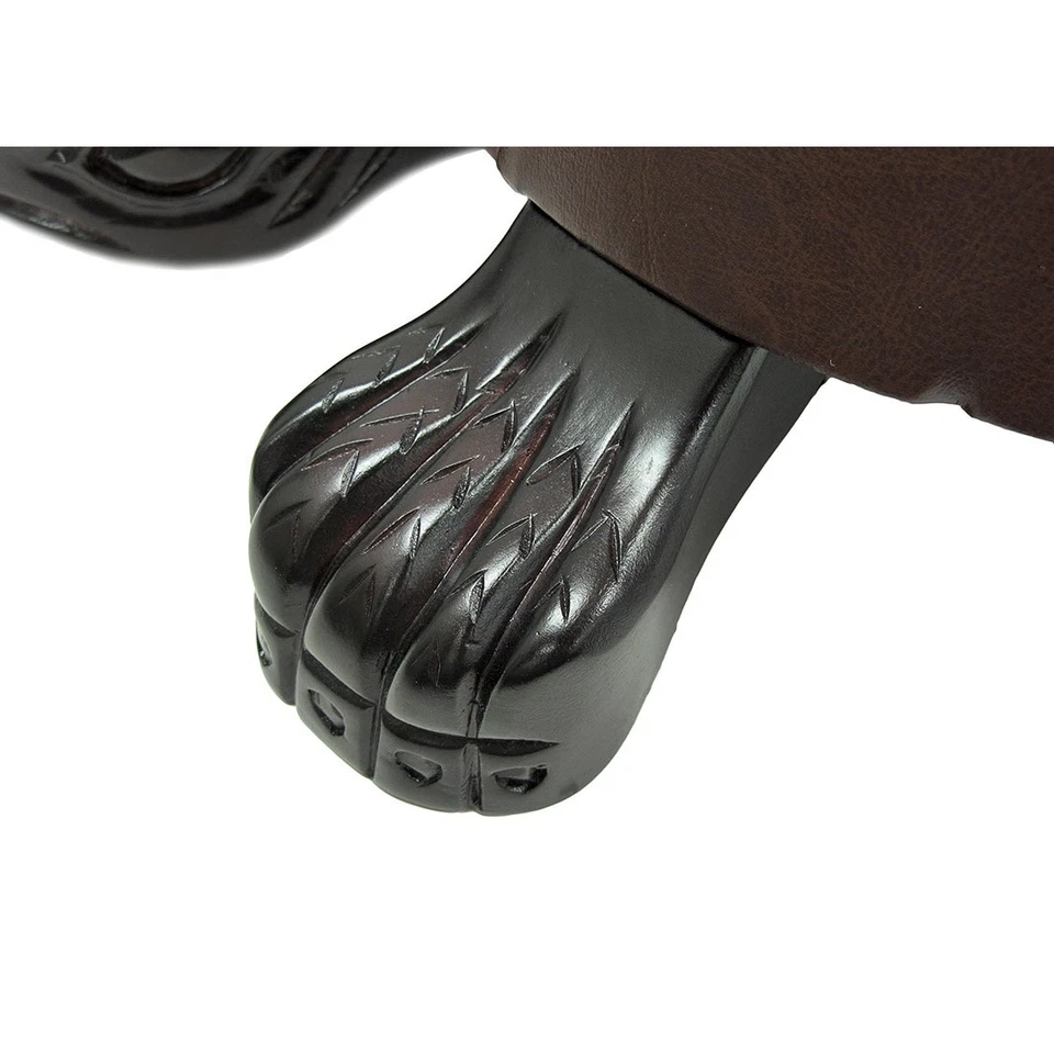 Zeckos Elegant Walnut Finish Turtle Ottoman Foot Stool - Image 3 of 4