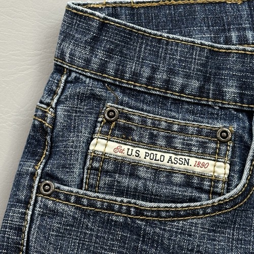 Vintage US Polo Assn Jeans Mens 34x32 34x31 Dark Wash Baggy Skate Jorts Y2K - Picture 7 of 15