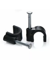 Tower 6mm Black Round Cable Clips – Pack of 100 Clips