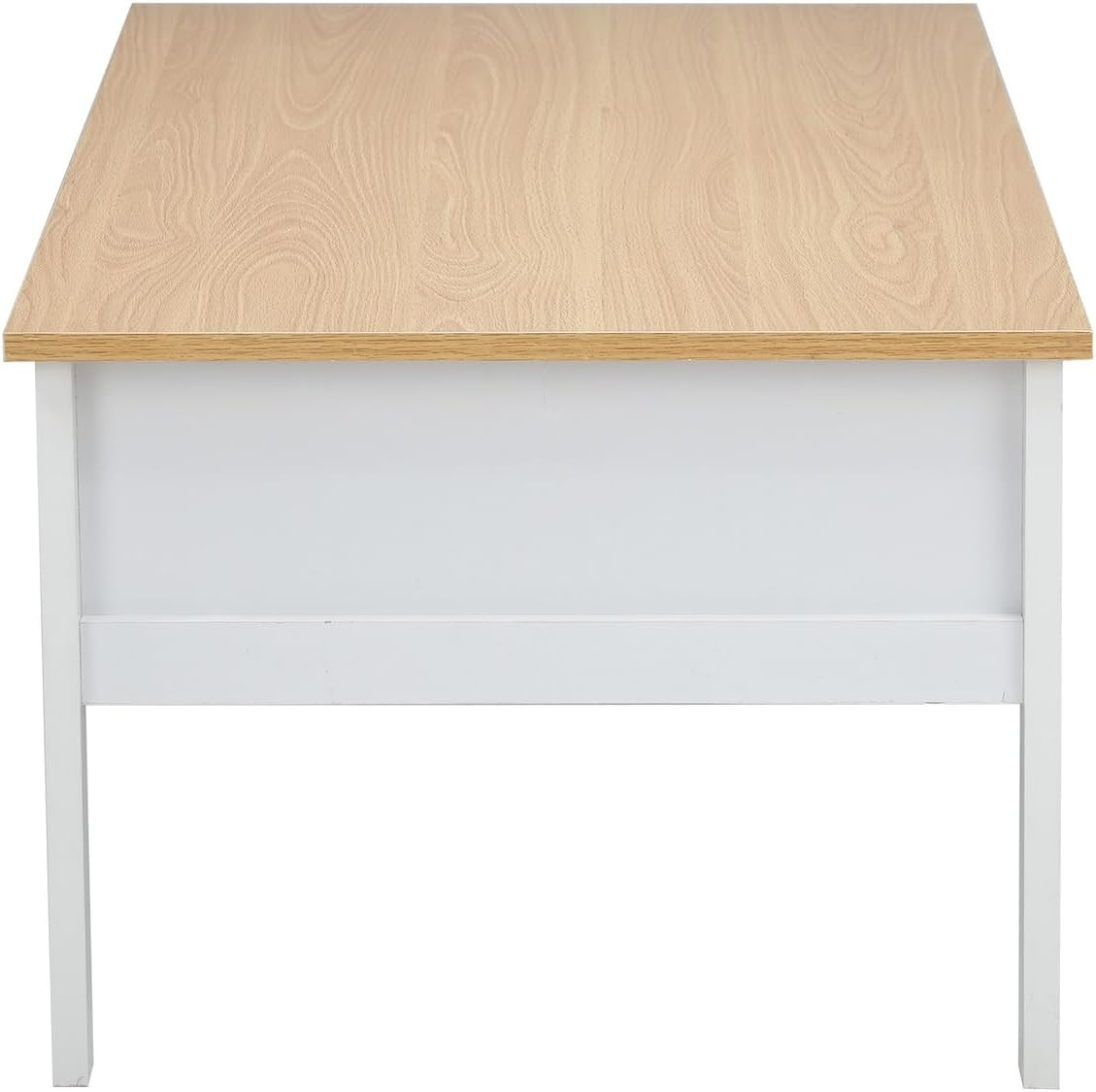 Coffee Table with 2 Storage Drawers Sofa Cafe Desk Natural White