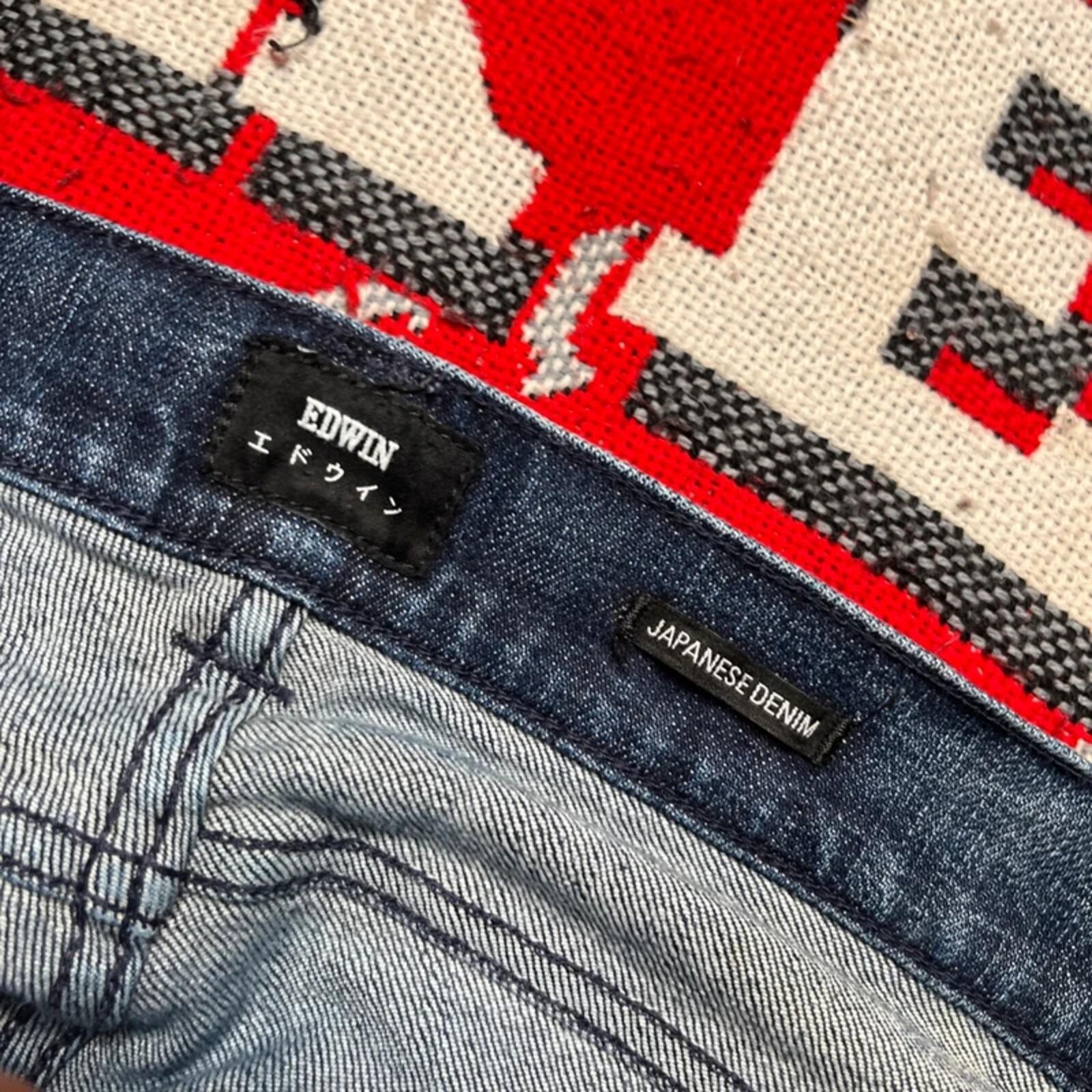Vintage Edwin Navy Blue Japanese Denim Slim Fit Jeans | 34W 30L image 3