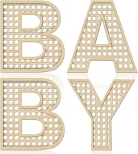 Baby Letters for Shower Wooden Rattan 8 inch 4Pcs Nursery...