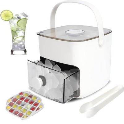 Ice Cube Tray with Lid and Bin White 2 Trays Ice Maker Container
