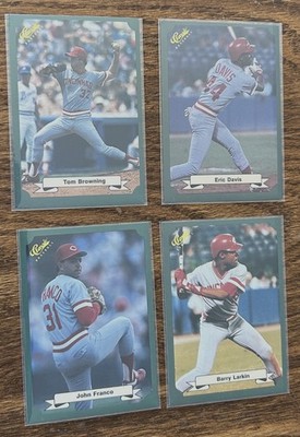 1987 Classic BB green Cincinnati Reds team set 7 Rose Davis Franco Larkin Parker