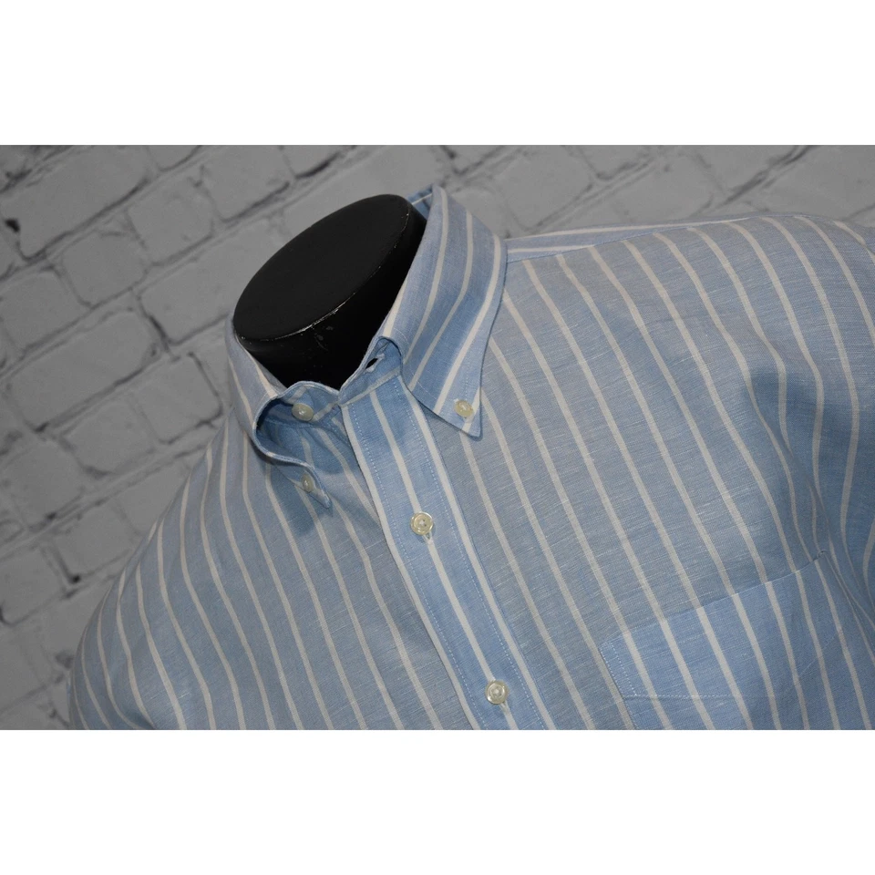 Camisa Jos A Bank LINO Hawaiana Para Hombre Talla XL Azul Rayas Manga Larga Foto 2 de 4