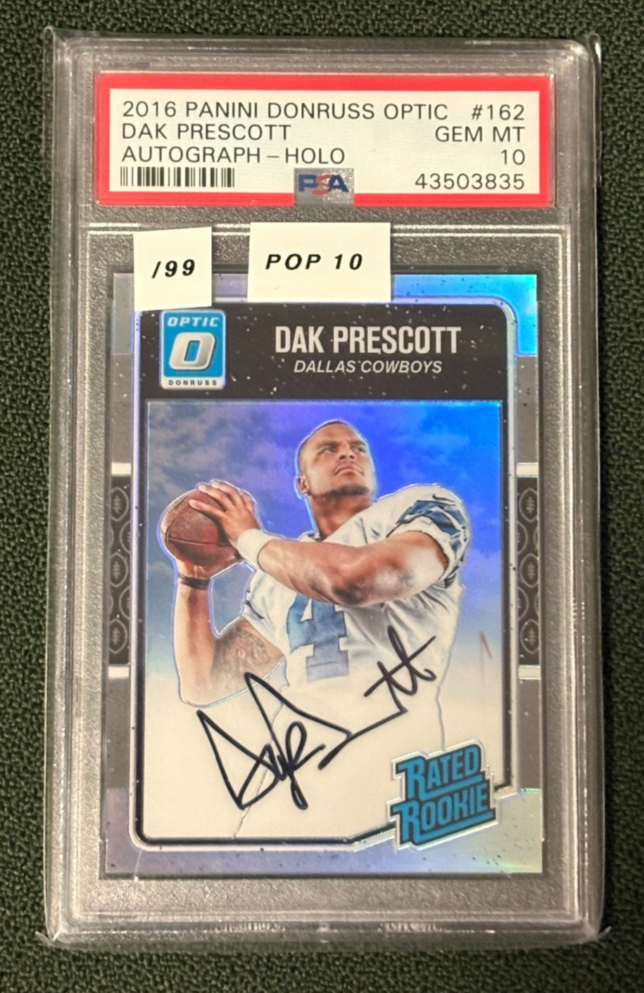 Dak Prescott Panini Donruss Optic #162 Autograph-Holo
