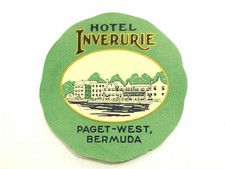 Hotel Inverurie Paget-West,Burmuda Luggage Label Vintage