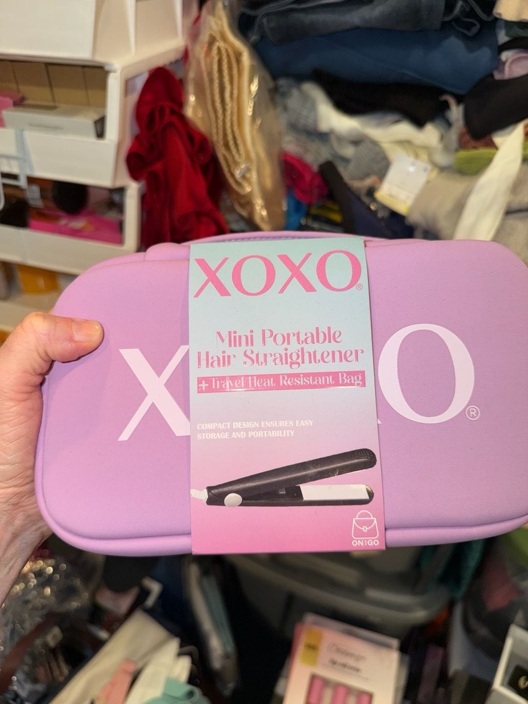 XOXO Mini Portable Hair Straightener with Travel Heat Resistant Bag