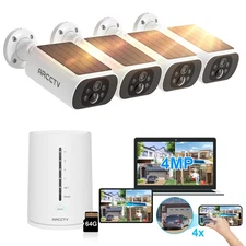 ARCCTV Wireless Solar Camera Security System 4MP Color Night Vision 4Camera |New