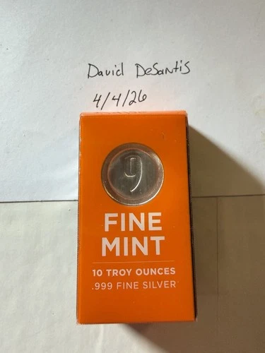 Fine mint 10 Troy Oz  Cast Poured  Bar. 999  Silver Bar. Fast Ship From PA.