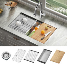 32" Stainless Steel Undermount Workstation Sink with Accessories - 10" Deep Bowl