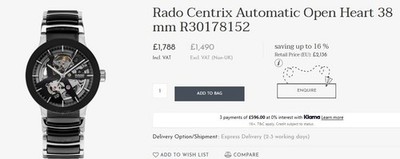 Rado Centrix R30178152 38mm Men's Skeleton Automatic Watch BRAND NEW RRP £1788
