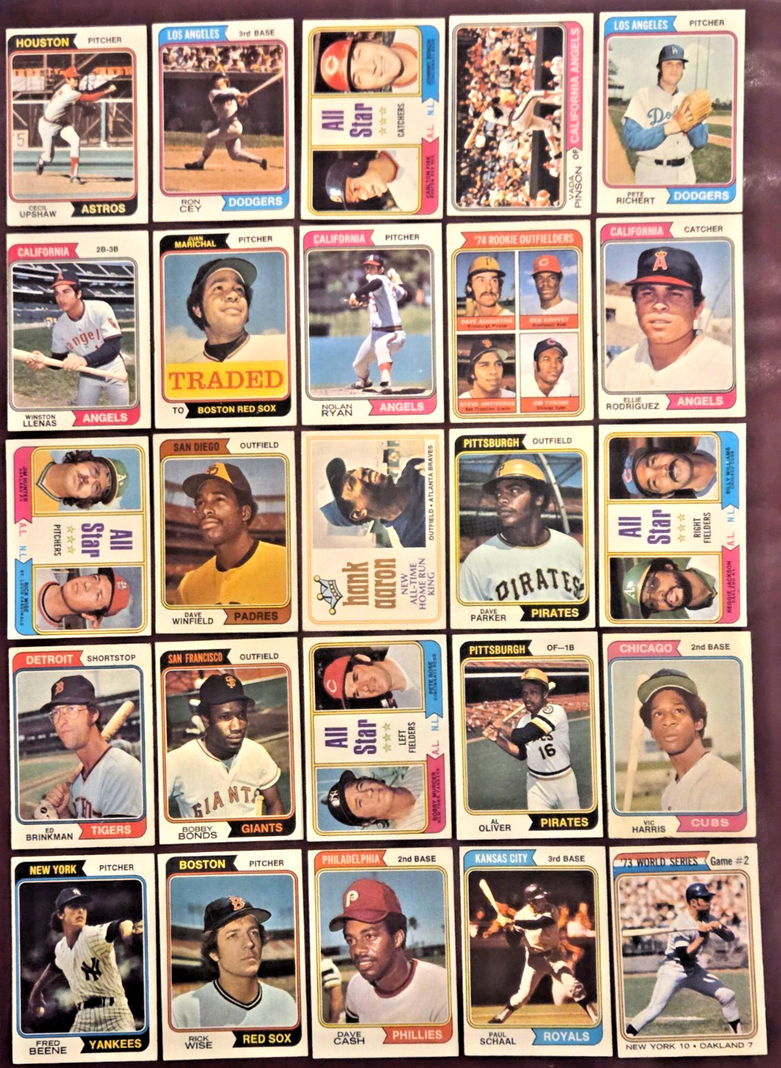 1974 Topps HOF Lot (25) Aaron Winfield Parker RCs Ryan Bench Jackson MORE Mid Gr