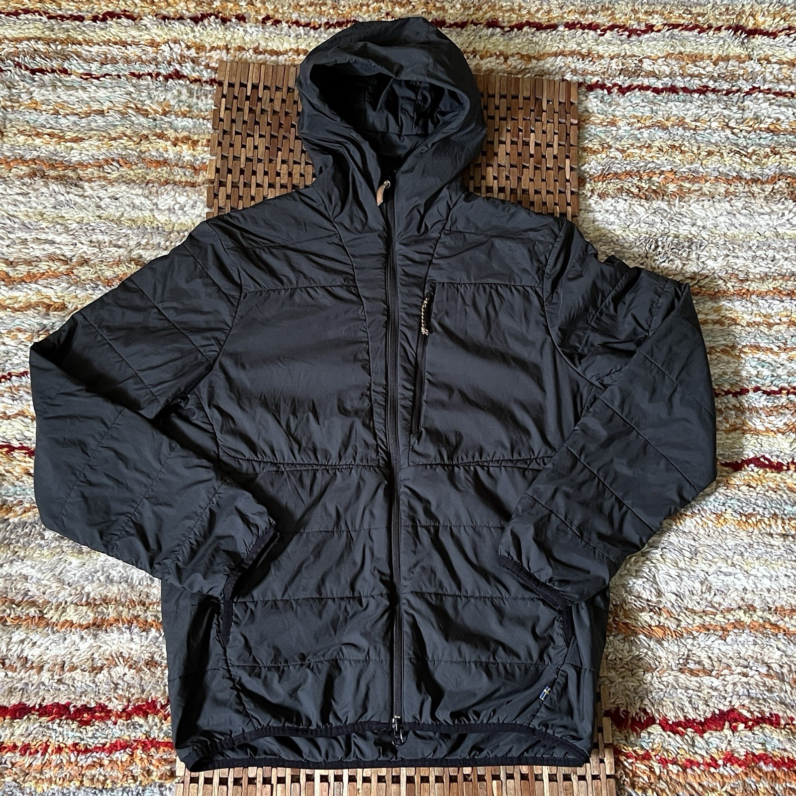 Fjallraven Fjällräven Keb Hooded Puffer Jacket Full Zip Black Padded Mens Medium