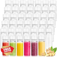 60Pcs 2oz Clear Plastic Bottles White Lids