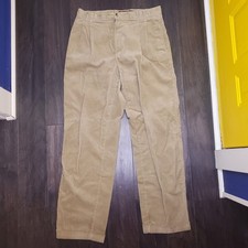 Vtg Chaps Corduroy Pants Mens 34x32 Tan Pleated Cuffed Dress Casual 