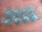 Set of 8 Vtg Anchor Hocking Footed Low Ball Glasses Lido Milano Aqua