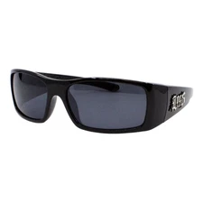 Locs Hardcore Sunglasses – Men’s Rectangular Wrap Around UV400 Cat. 3 Lens Black