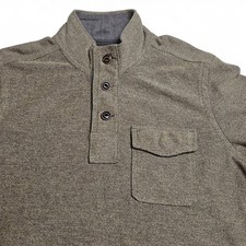 Eddie Bauer Henley Men's Large Brown Thick Cotton Blend Pullover Shirt Sweater