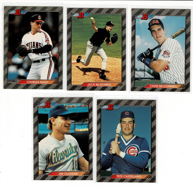 5 lot 1992 Bowman Foil Jack McDowell Charles Nagy Jim Olander Chad McConnell +