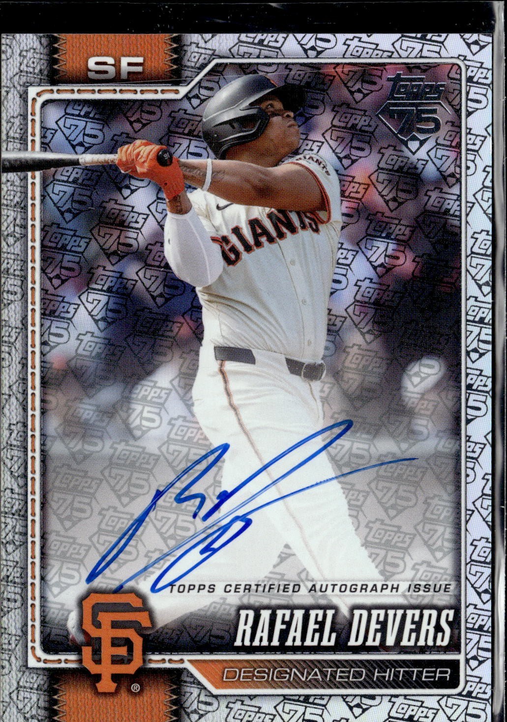 2026 Topps Series 2 On Card Auto Silver Foil Logo Rafael Devers SF Giants #30/75