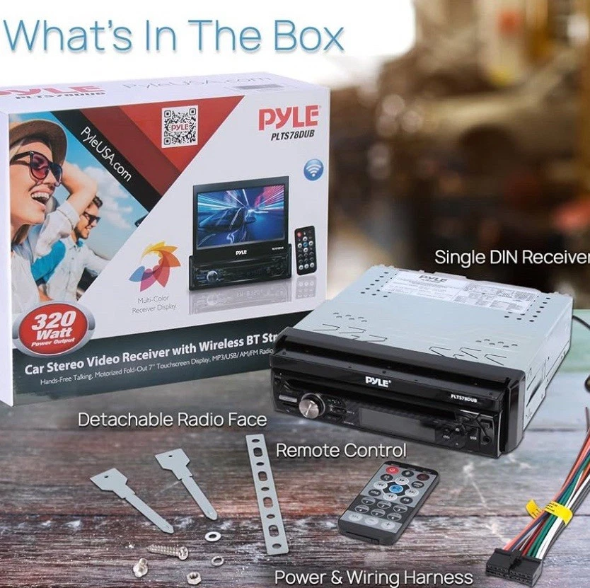 Pyle PLTS78DUB Single DIN Car Stereo Receiver - 7" Touchscreen Display CD/DVD - Image 2 of 3