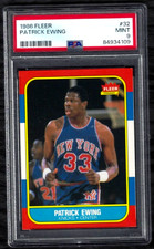 1986 FLEER PREMIER PATRICK EWING #32 NEW YORK KNICKS ROOKIE CARD PSA 9 MINT