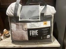 Frye 2" Solid Channel Faux Fur Comforter Set 3-Piece King Size, Beige